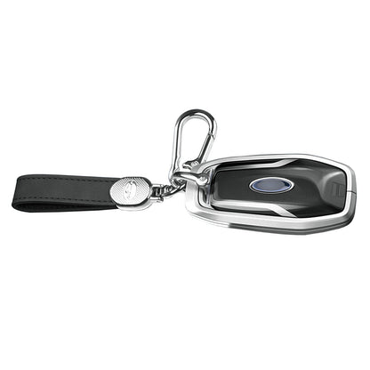 Custodia per chiave auto in TPU argentato in lega di alluminio con fibbia per Ford