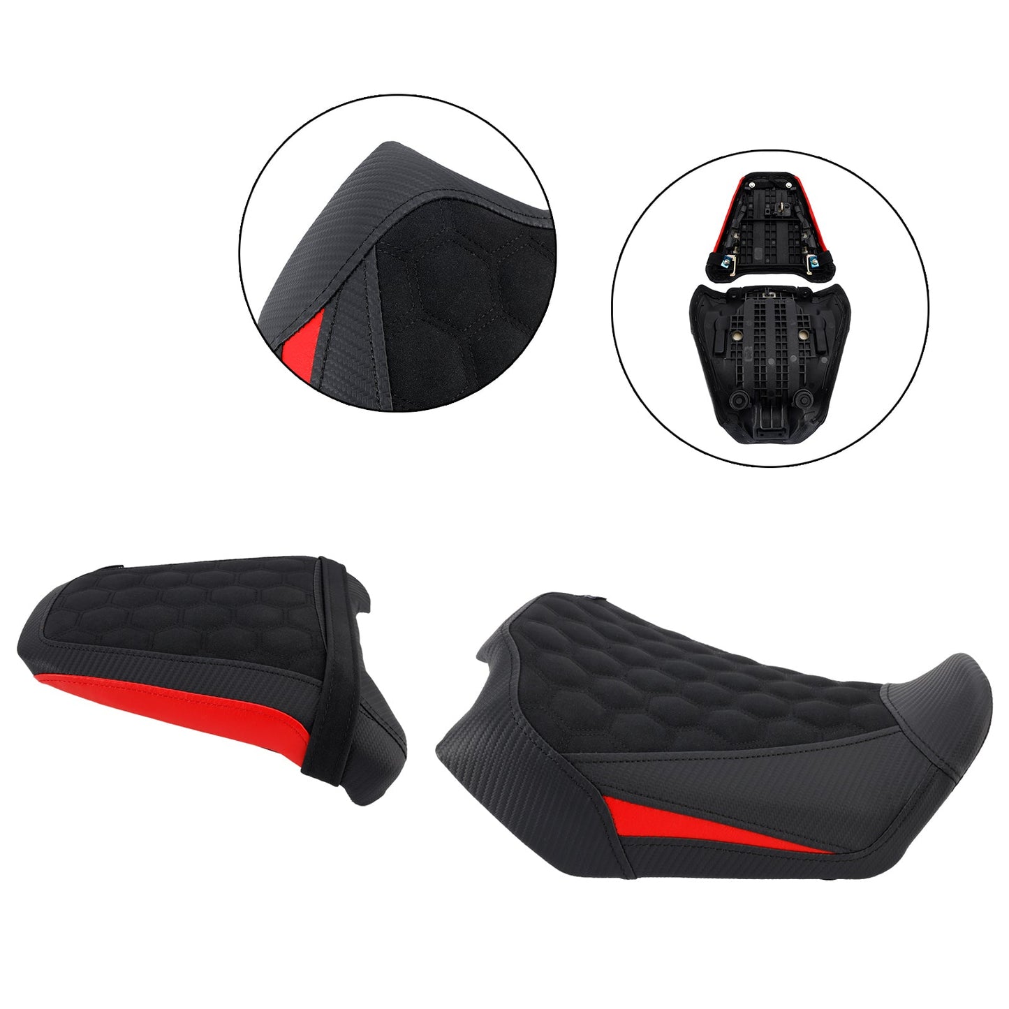 Kit cuscini passeggero Raider anteriori e posteriori per Honda CB650R CBR650R 2024-2025, colore rosso.