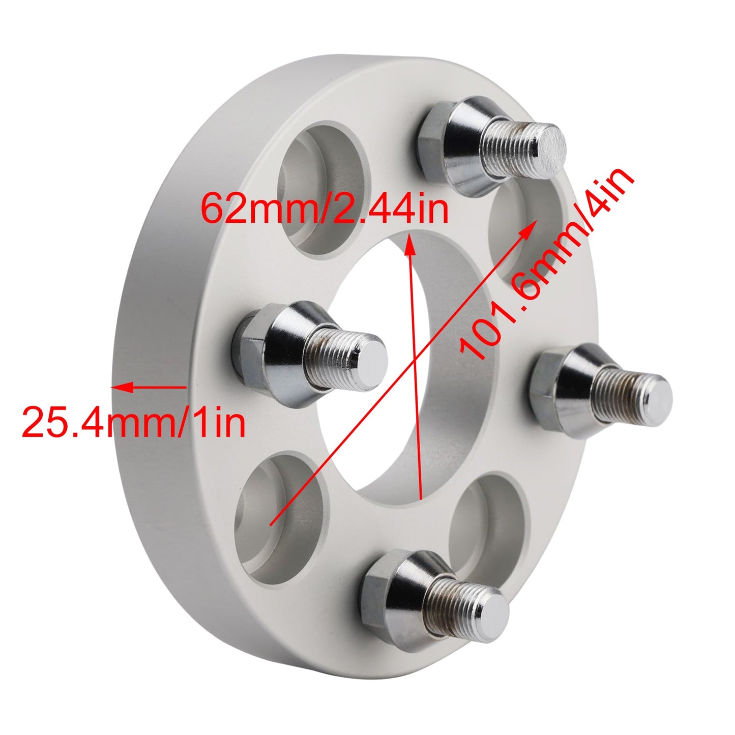 Kit distanziali per ruote da 1"" con cavo per dadi ruota per carrelli da golf, argento per Yamaha Club Car Ezgo