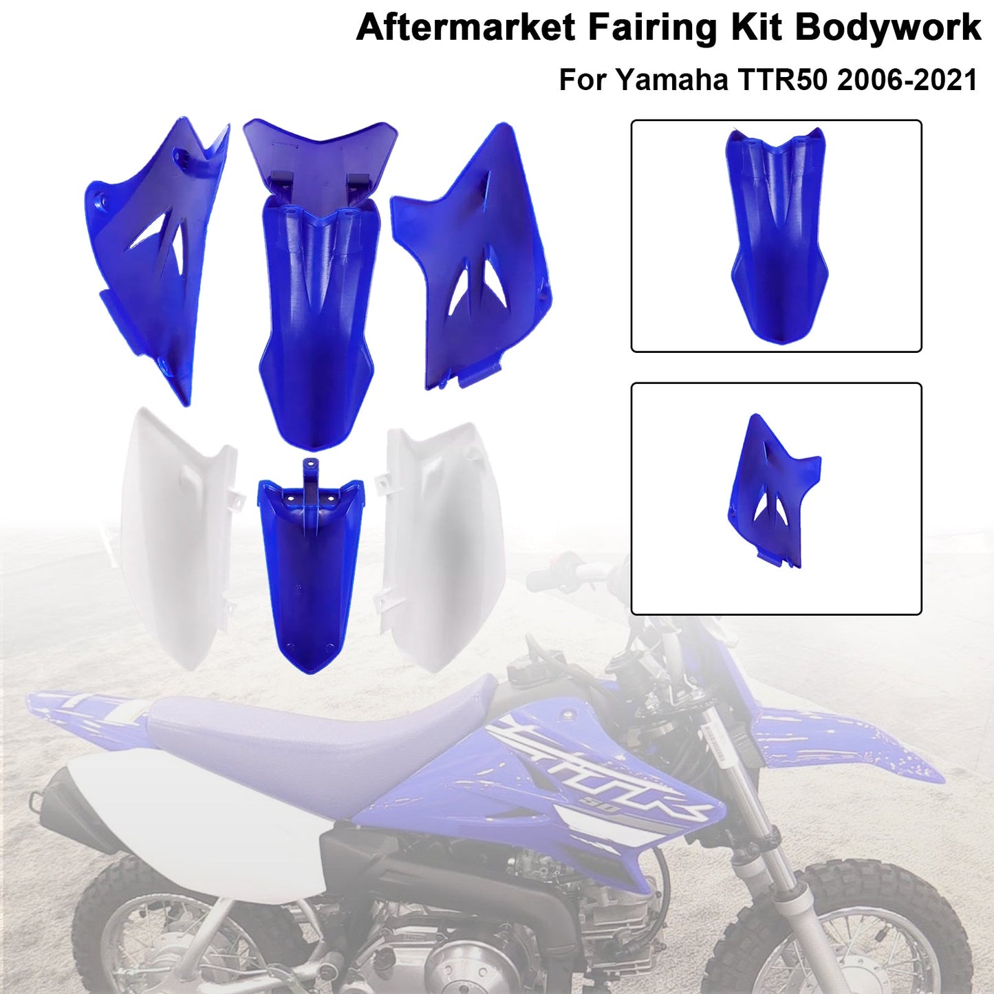 Kit plastiche per carrozzeria Yamaha TTR50 2006-2021, carenatura parafango anteriore e posteriore