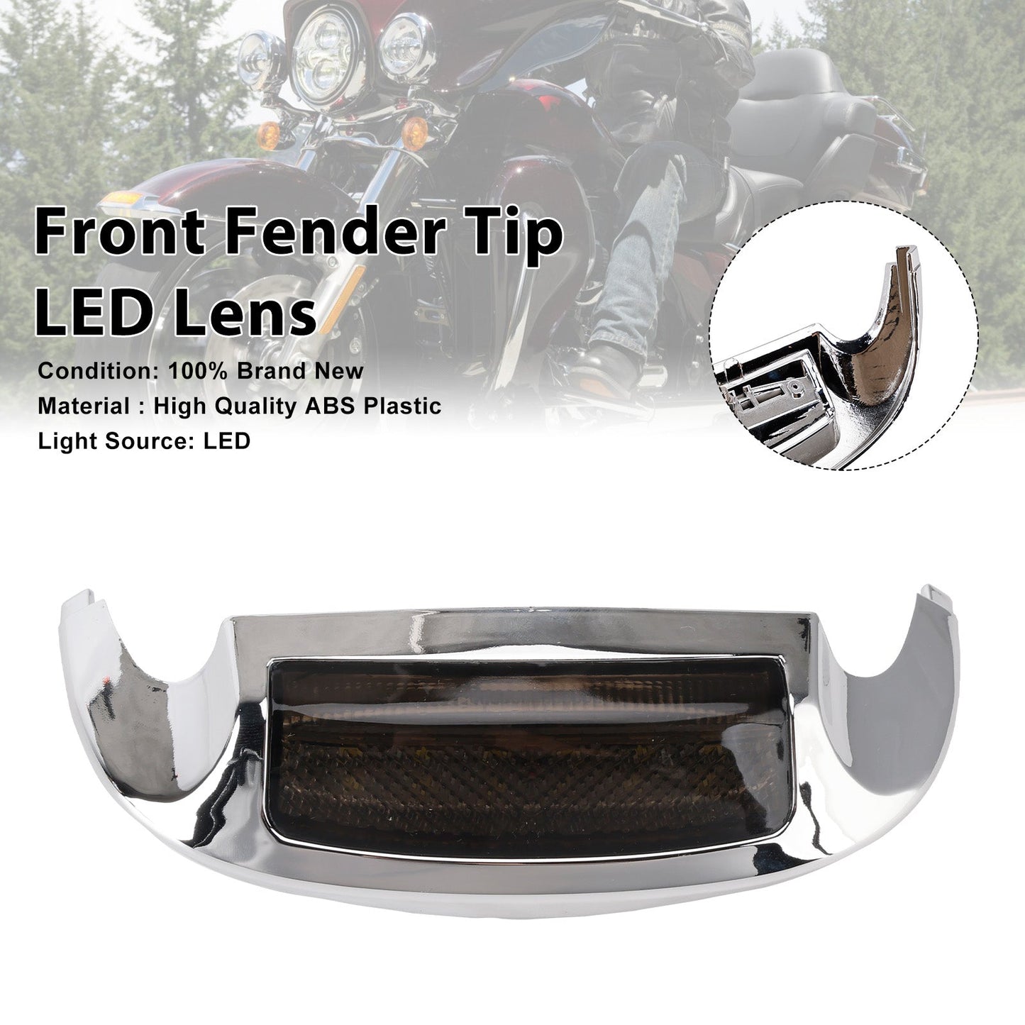Puntale parafango anteriore con lente LED compatibile con Electra Glide Ultra Limited Low 2014-2023