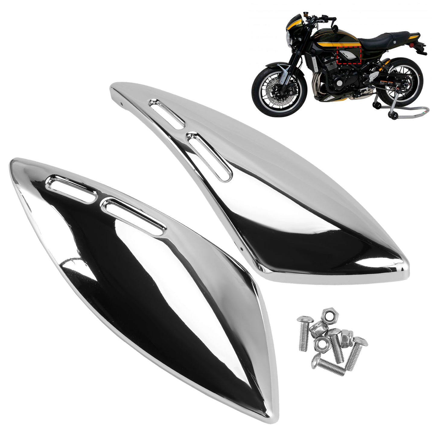 Carenatura laterale del serbatoio del carburante Kawasaki Z900RS 2018-2024, cromata