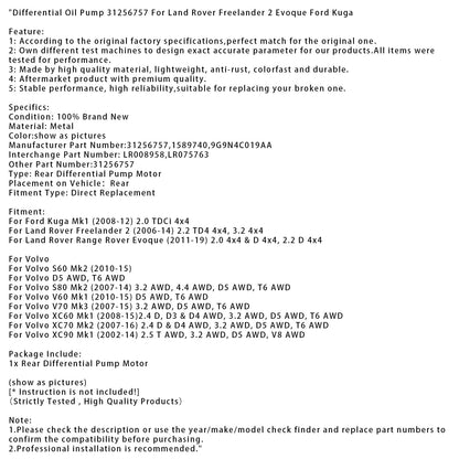 Pompa olio differenziale Land Rover Range Rover Evoque 2011-2019 () 2.0 4x4 e D 4x4 2.2 D 4x4 31256757