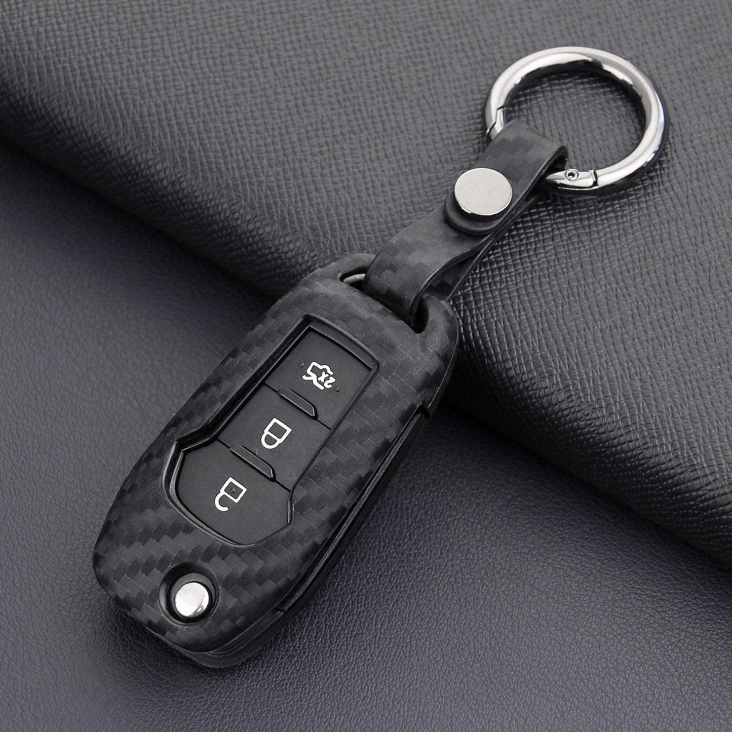 Custodia in pelle e silicone per chiave auto con fibbia per Ford