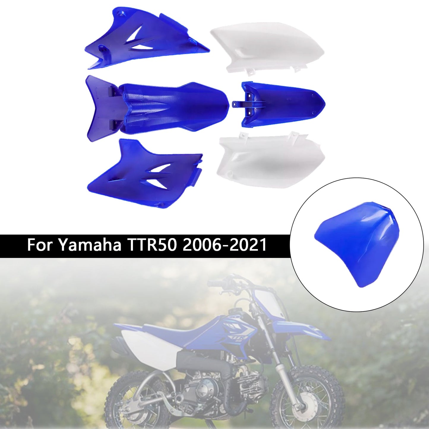 Kit plastiche per carrozzeria Yamaha TTR50 2006-2021, carenatura parafango anteriore e posteriore