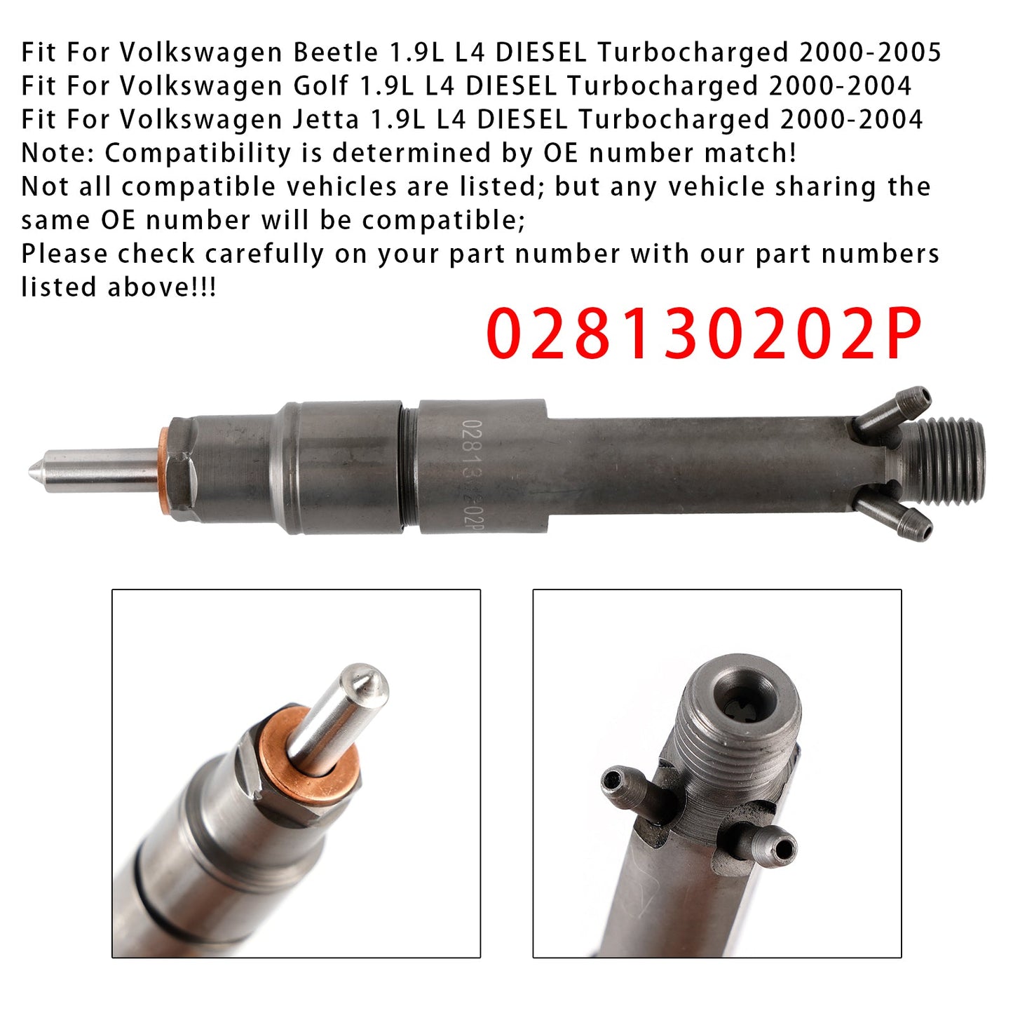 1 pz iniettore carburante per Volkswagen Golf Jetta Beetle 1.9L Diesel 028130202P