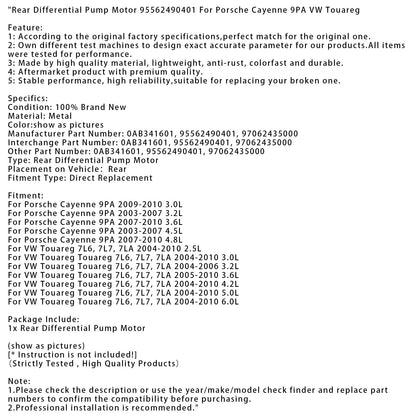 Motore pompa differenziale posteriore Porsche Cayenne 9PA 3.0L 2009-2010 95562490401