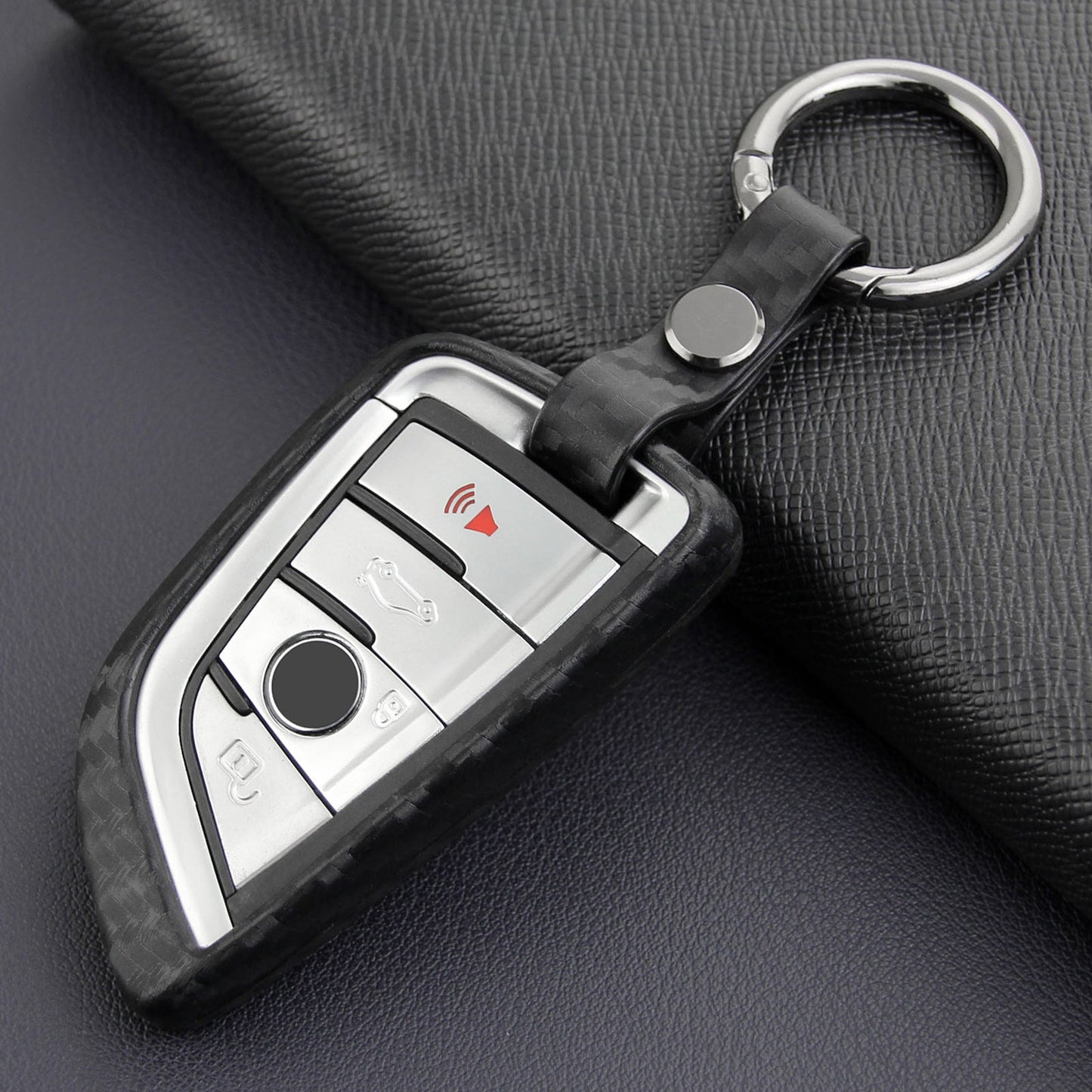 Custodia in similpelle e silicone per chiave auto con fibbia per BMW