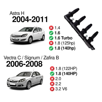 Pacchetto bobine di accensione 95517924 per Vauxhall Astra Corsa Zafira 1.6 1.8