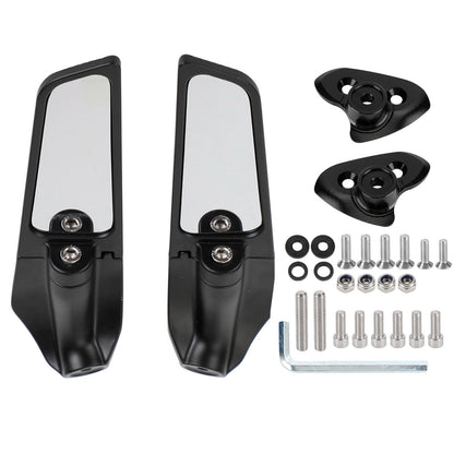 Lente bianca coppia Wing Fin Spoiler Specchietti retrovisori laterali per Yamaha YZF-R1M 2015-2019