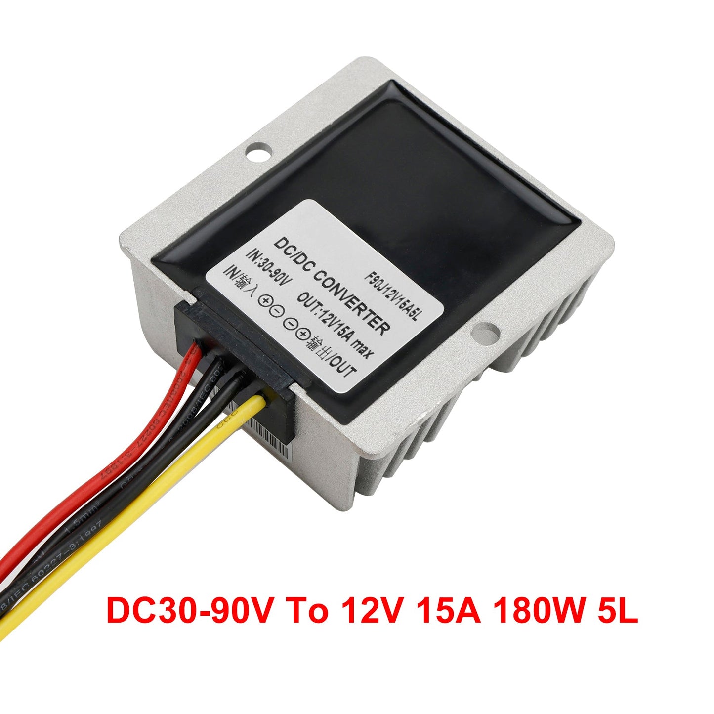 Convertitore di alimentazione CC/CC impermeabile da 15 A, regolatore di tensione da 30-90 V a 12 V