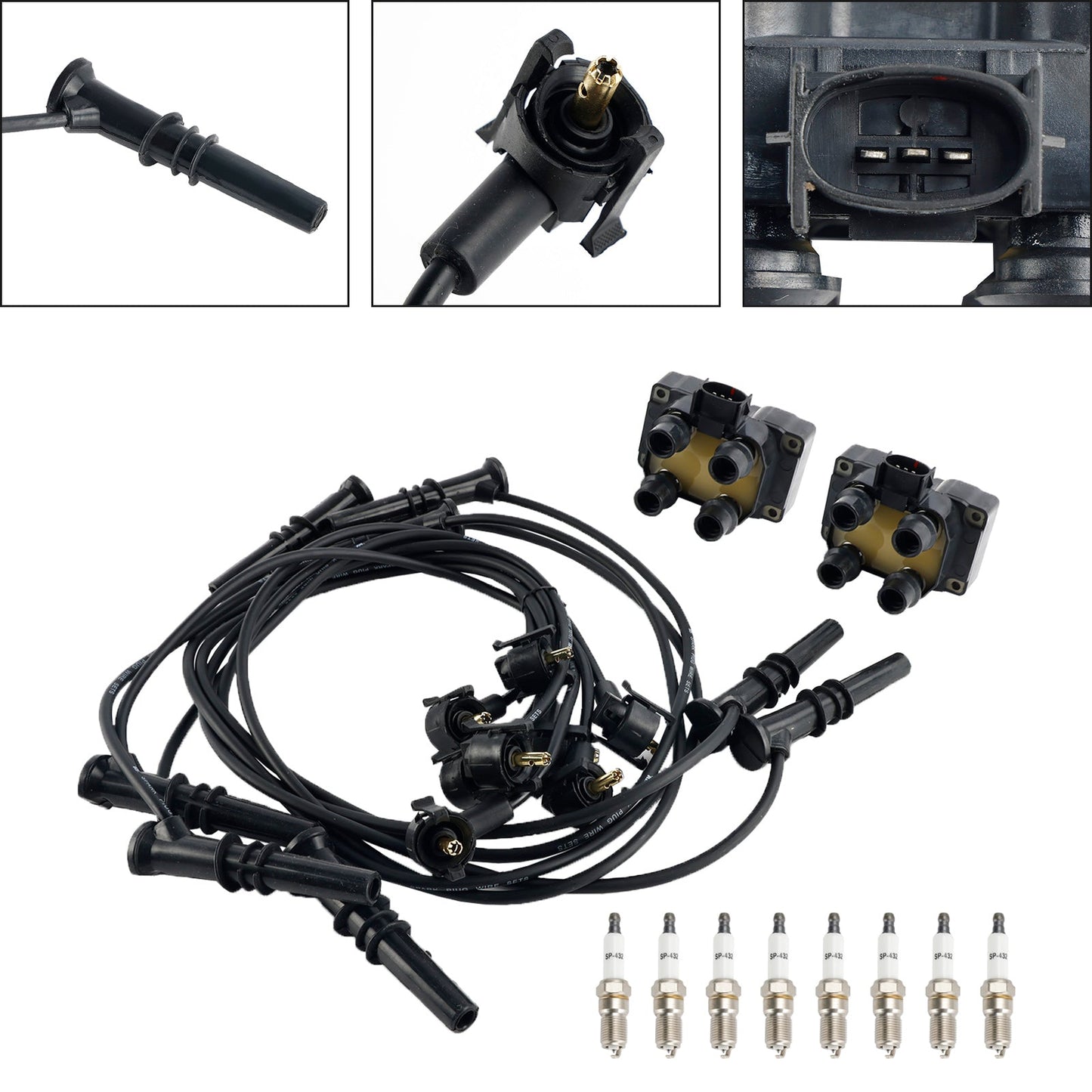 1994-1997 Ford Thunderbird V8 4.6L 2 bobine di accensione, 8 candele e set di cavi FD487 SP432