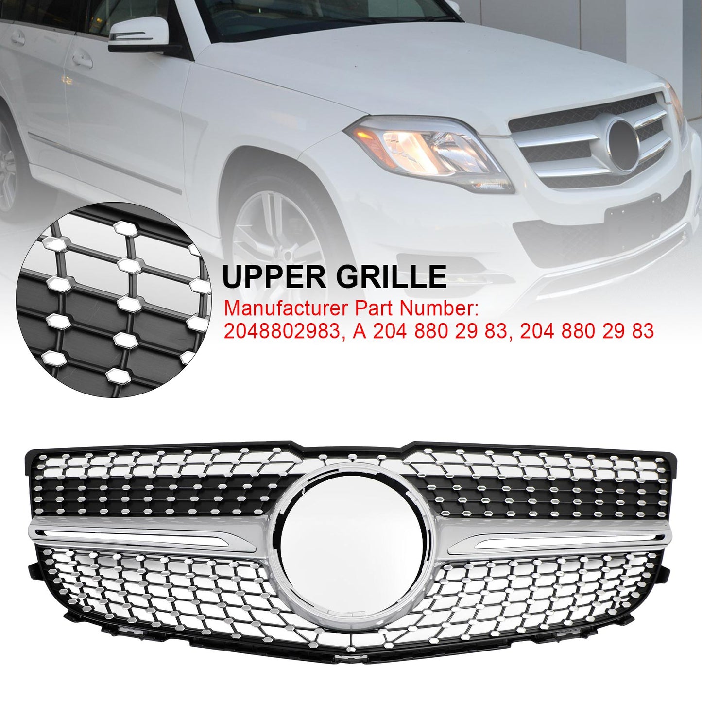 Per Mercedes Benz Classe GLK X204 2013-2015 Griglia per paraurti anteriore Diamond