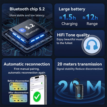 Ricevitore trasmettitore Bluetooth due in uno AUX Adattatore vivavoce per auto due a due