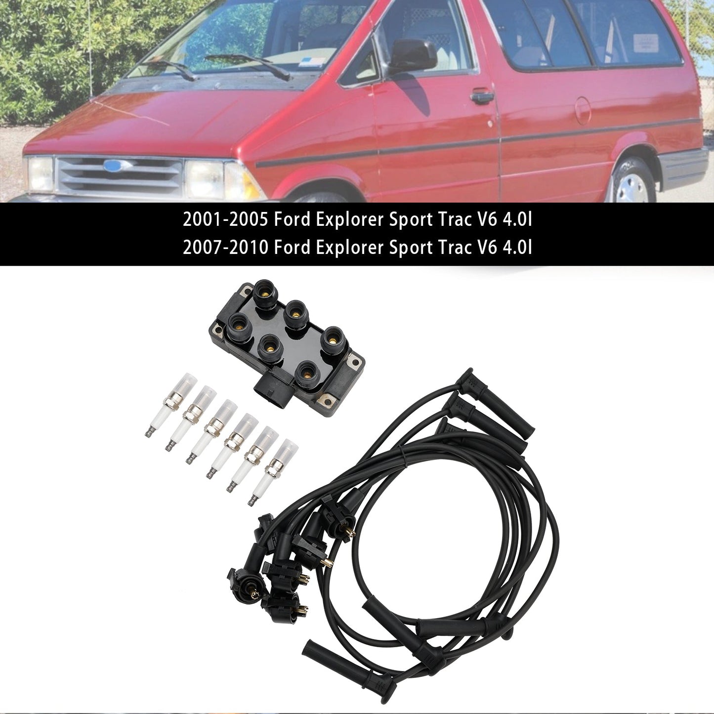 Bobina di accensione Mercury Mountaineer V6 4.0l 1998-2010+6 candele+6 cavi FD480 DG452 90TF12029A