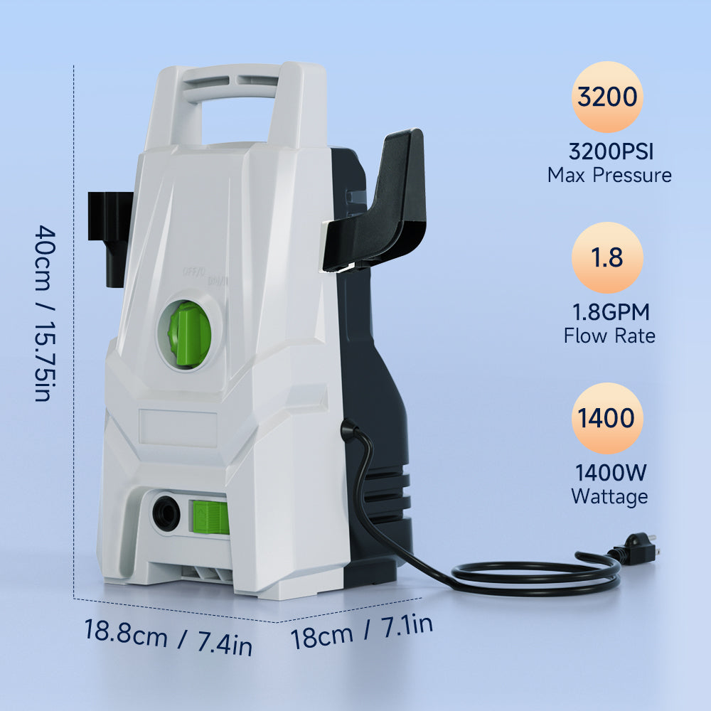 Idropulitrice elettrica portatile, 1400 W, 3200 PSI, max 1,8 GPM
