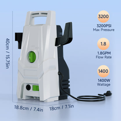 Idropulitrice elettrica portatile, 1400 W, 3200 PSI, max 1,8 GPM