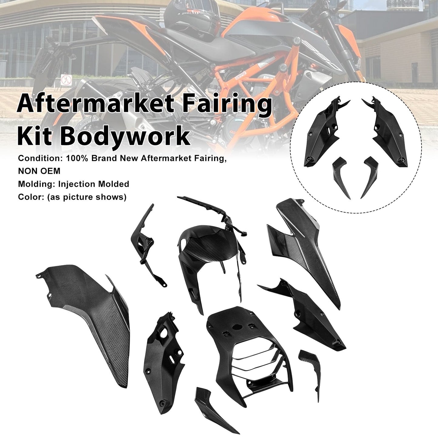 Kit di carene in plastica stampata a iniezione per Honda 390 Duke 2017-2023