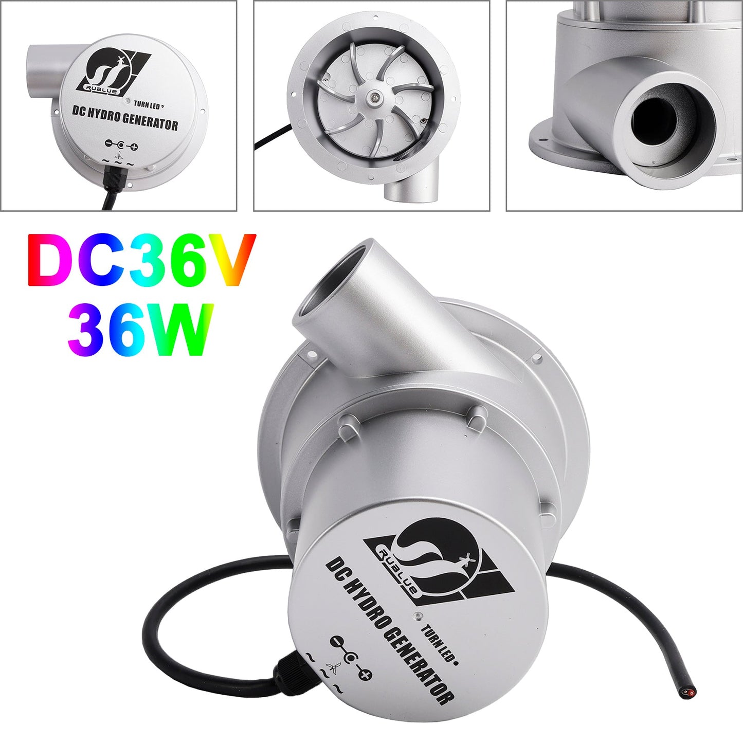 Generatore idroelettrico a turbina a flusso d'acqua da 24 V, generazione di energia CA da 36 V a 36 W/50 W
