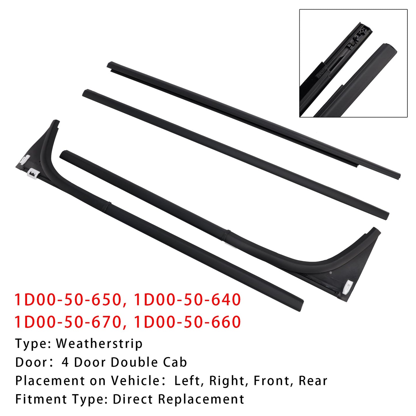 4 pezzi di guarnizione interna ed esterna per porta per Mazda BT-50 Pro Pick Up 2012-2019