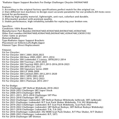 Staffe di supporto superiori del radiatore per Dodge Challenger Chrysler 04596474AD