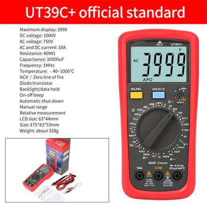 Multimetro digitale UT39C+ Voltmetro AC DC Ohm Cap Diodo Tester