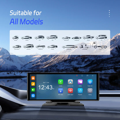 Navigazione per auto portatile Bluetooth da 10,26"", autoradio wireless Carplay, telecamera AHD