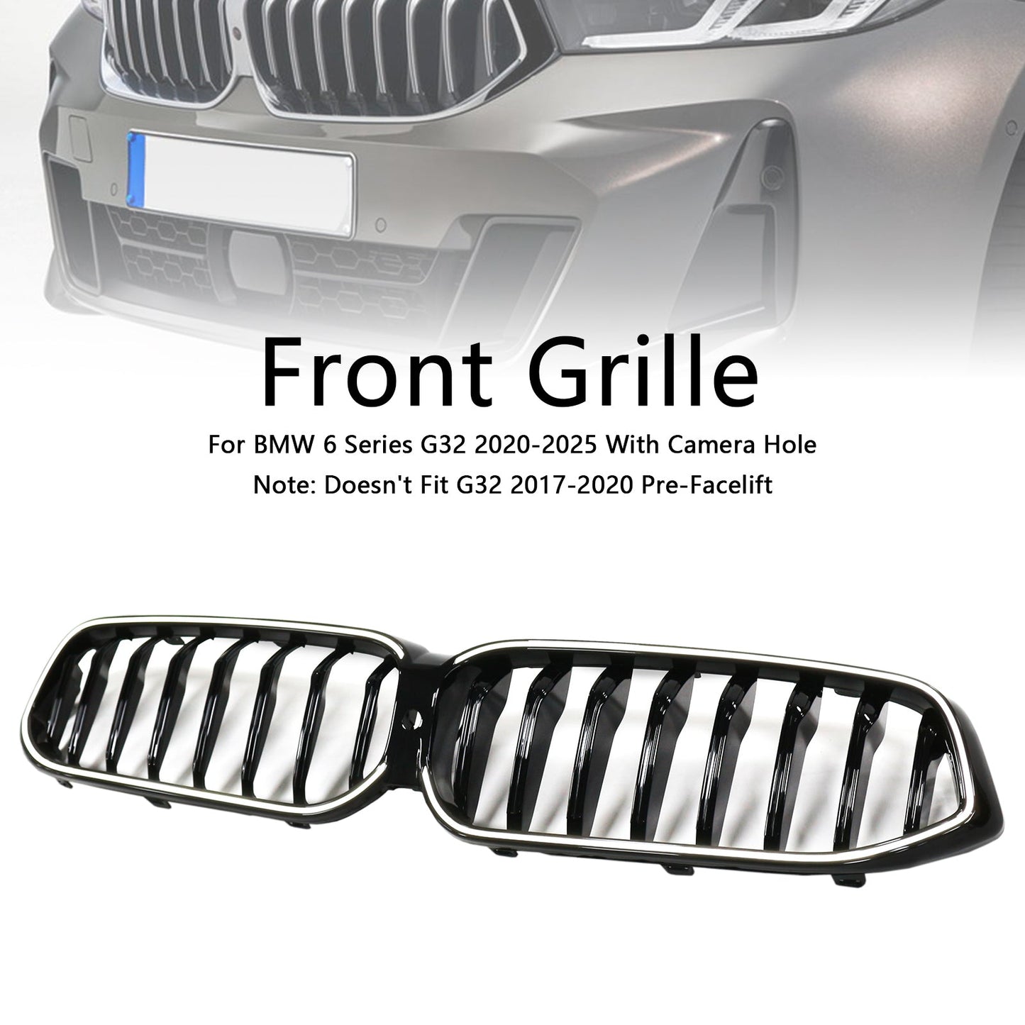 Griglia anteriore a rene nera lucida BMW Serie 6 G32 2020-2025