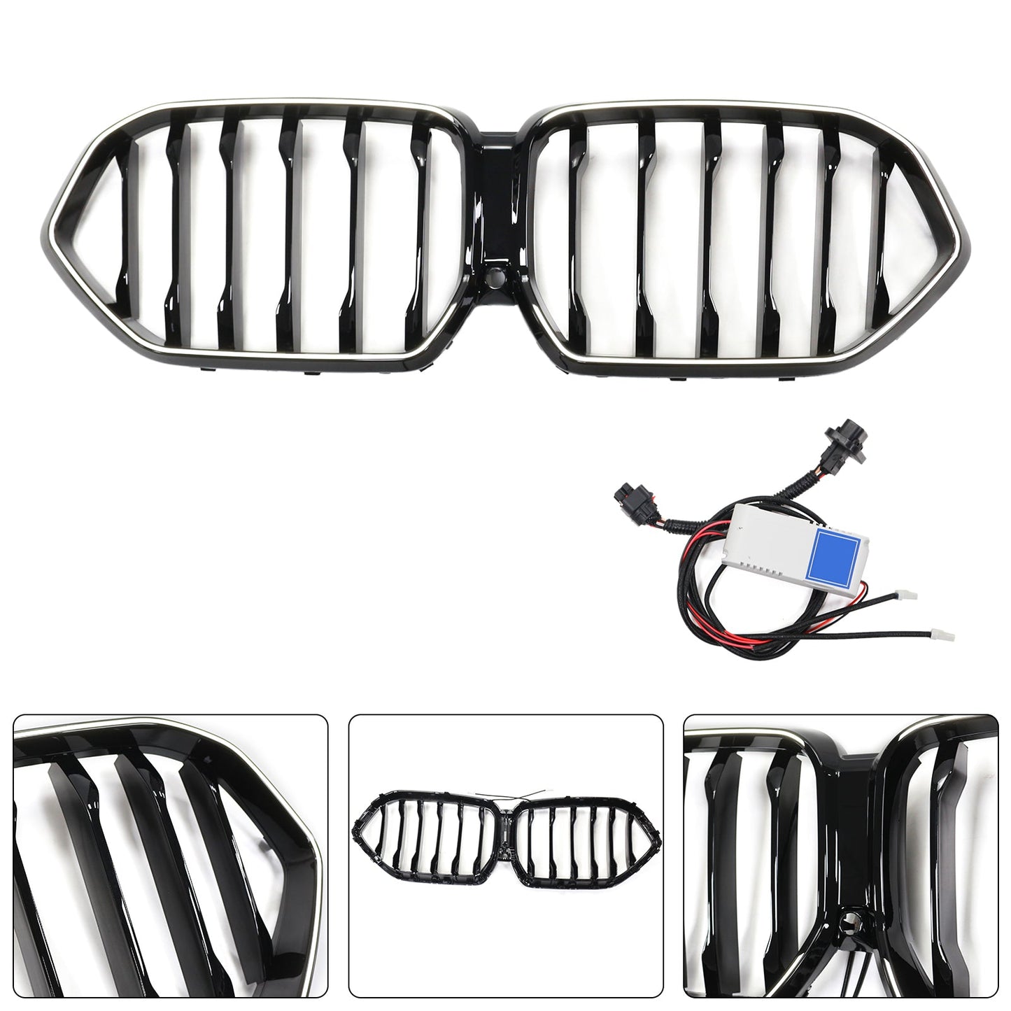 Griglia paraurti anteriore nera BMW X6 G06 M50i 2020-2022 con foro per telecamera