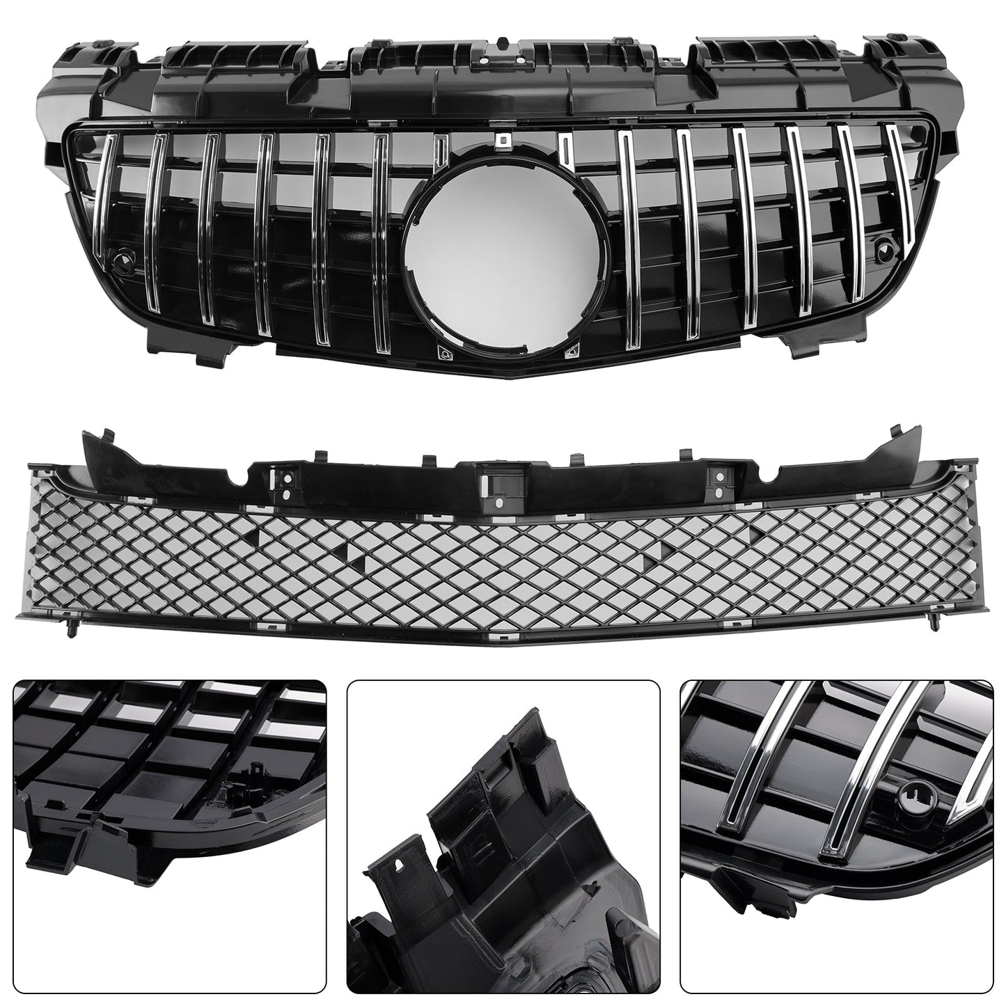 Griglia anteriore superiore inferiore cromata pre-restyling Mercedes-Benz SLK-Class R172 SLK55 2011-2016 adatta per Mercedes SLK-Class R172 SLK55