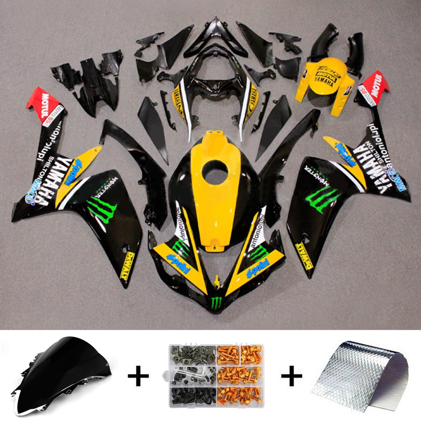 Kit carenatura per carrozzeria addominali di plastica per Yamaha YZF 1000 R1 2007-2008