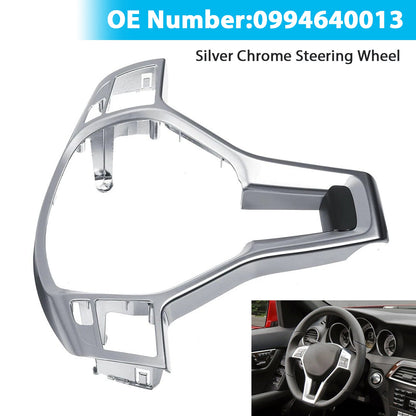 Rivestimento per volante cromato argento per Mercedes Benz W204 W207 W212 Classe C