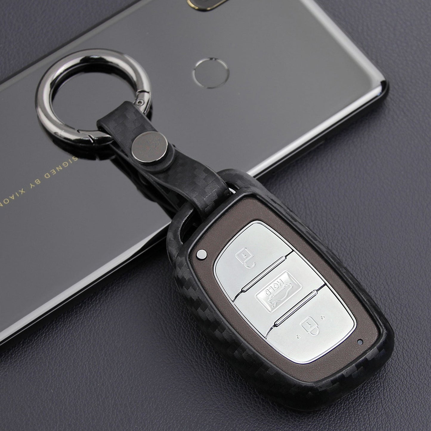 Custodia in similpelle e silicone per chiave auto con fibbia per Hyundai
