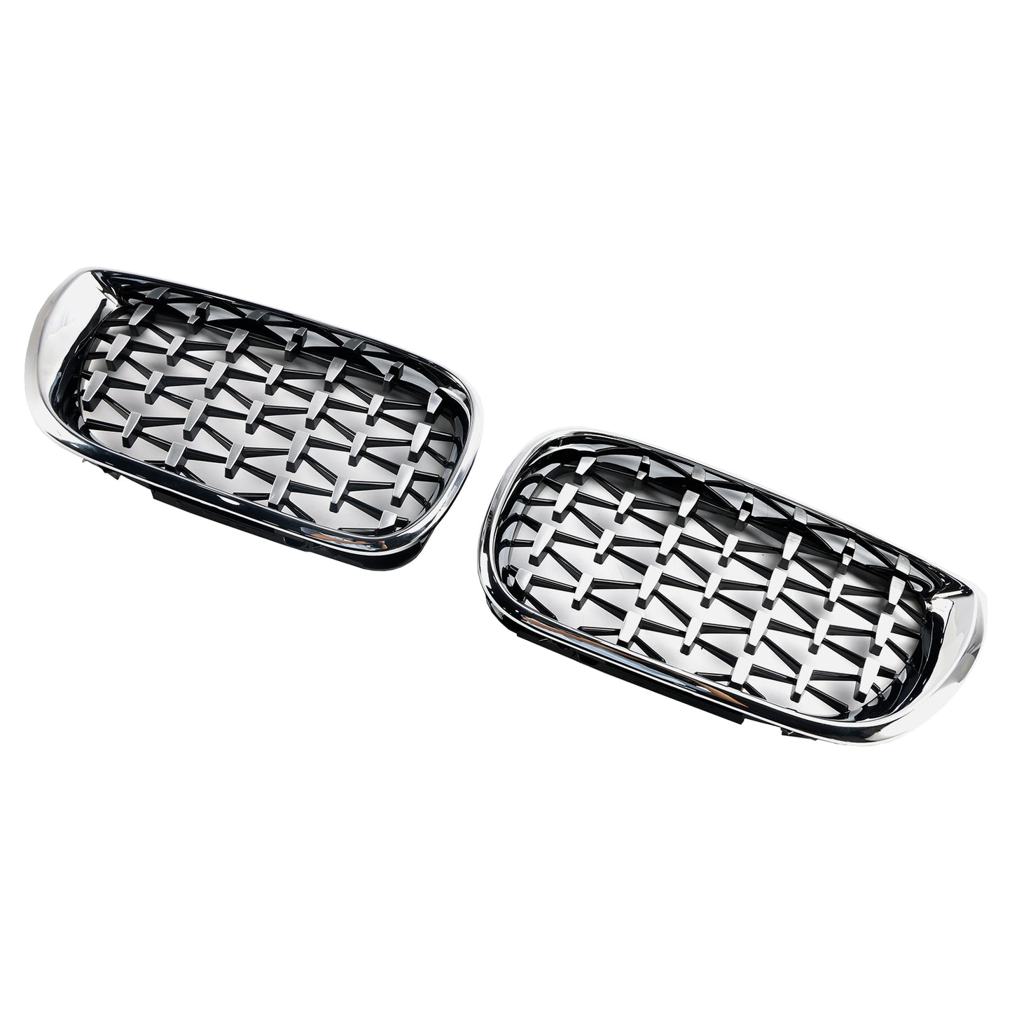 Pair Chrome Diamond Grille For BMW E46 Saloon/Touring Facelift 2002-2005 4Dr