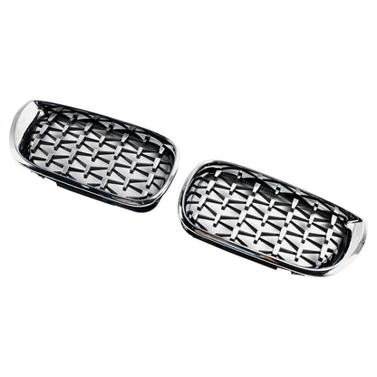 Pair Chrome Diamond Grille For BMW E46 Saloon/Touring Facelift 2002-2005 4Dr