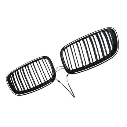 Griglia anteriore a doppio rene per paraurti BMW X5 E70, colore nero lucido, anni 2007-2013, codice 51137157687 51137157688