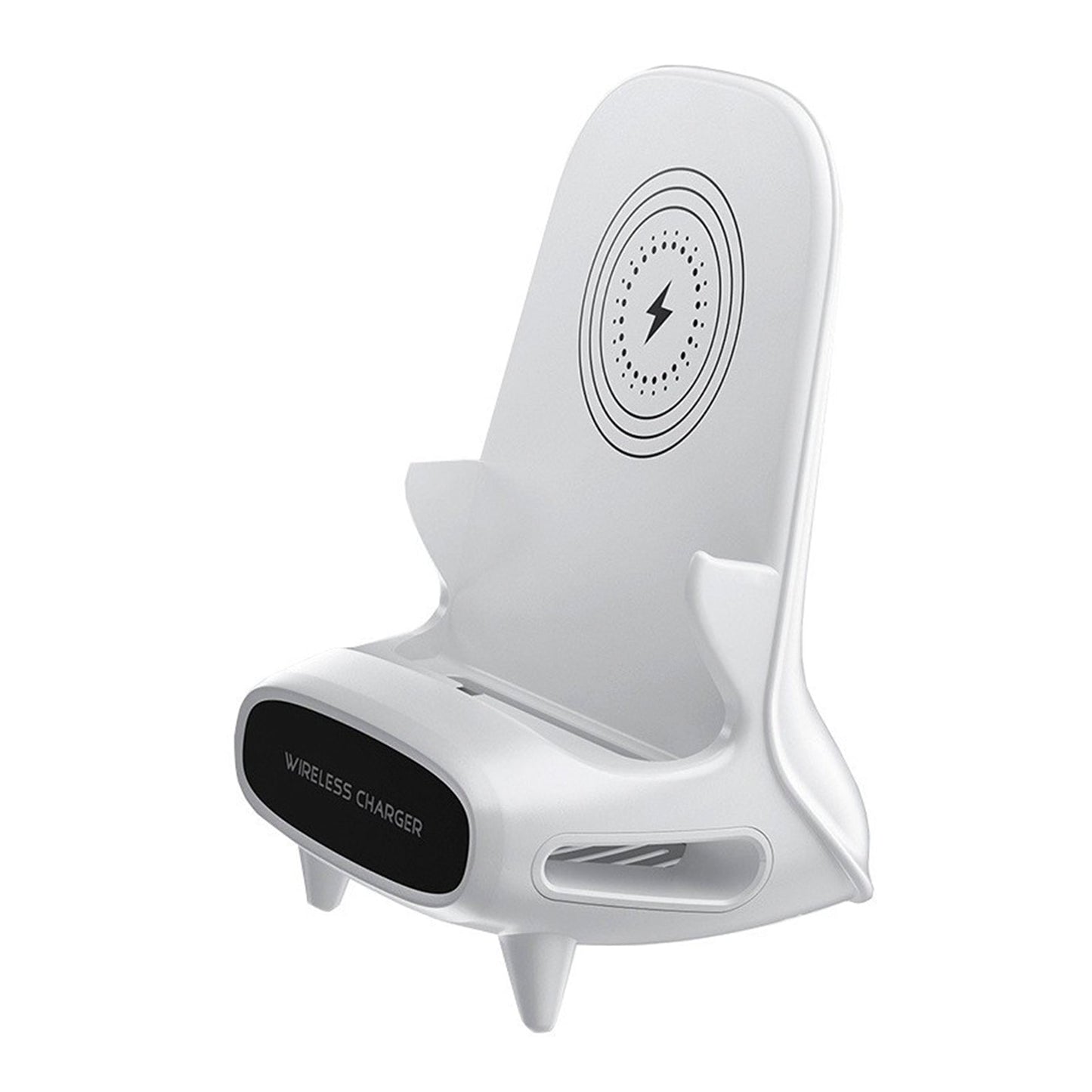 3 in 1 V8 Mini Sedia Caricabatterie Wireless Supporto per Telefono Supporto per Ricarica Telefono Altoparlante