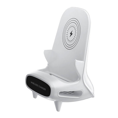 3 in 1 V8 Mini Sedia Caricabatterie Wireless Supporto per Telefono Supporto per Ricarica Telefono Altoparlante