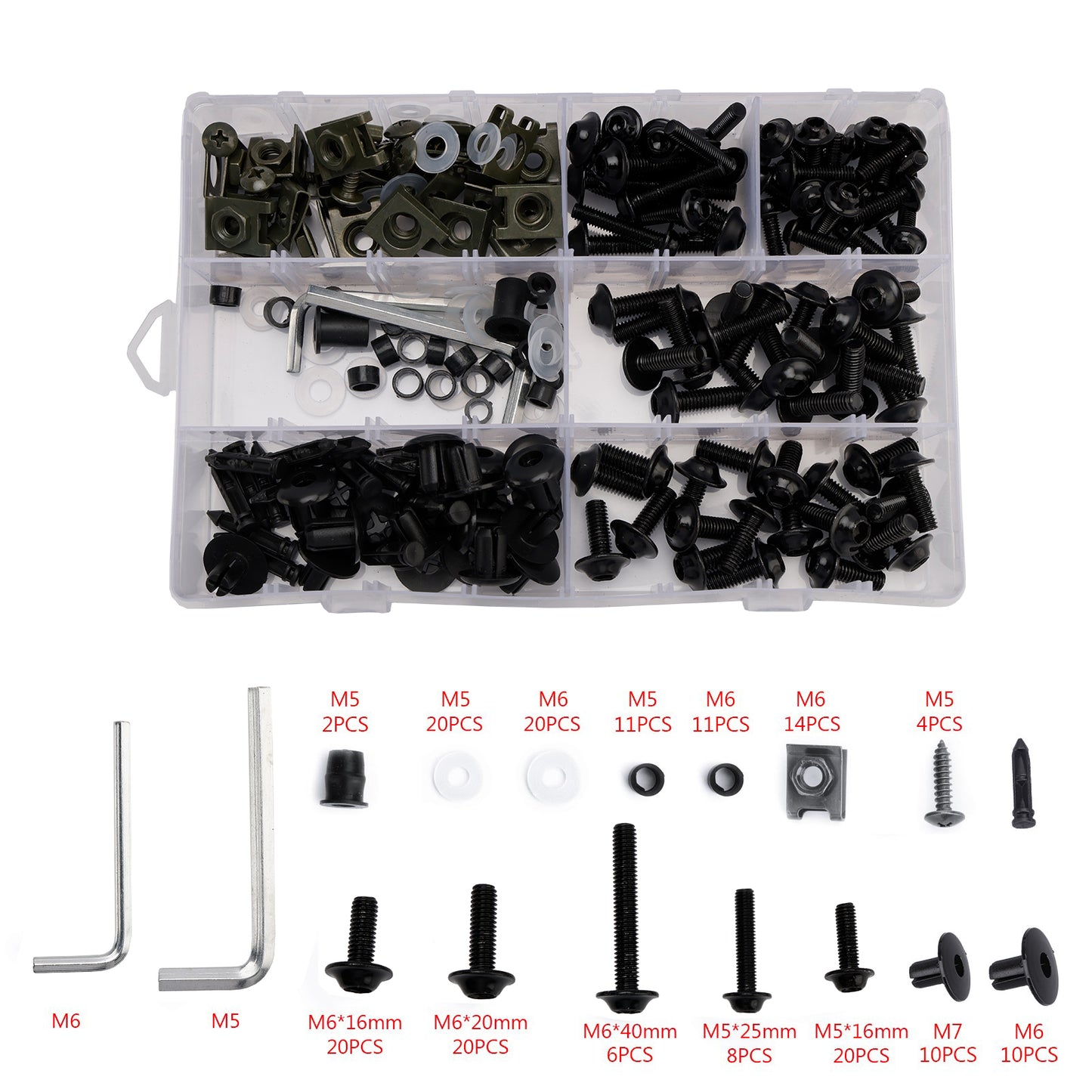Terminali M6 + - Parti Set Black Set Vite M5 198 Clip / Cladding Viti