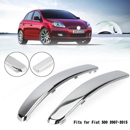 Crome Sinistra+Destra Coppia anteriore Bumper Lower Grill Moulding Trim per Fiat 500 2007-2015