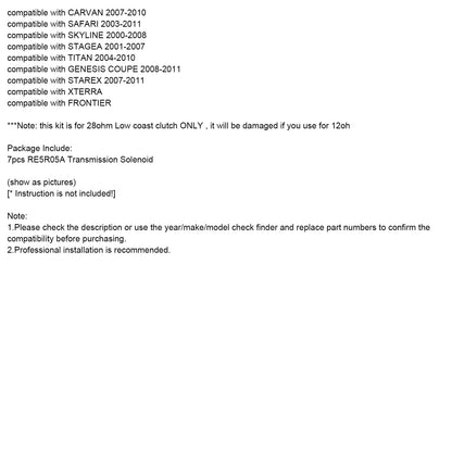 Solenoide trasmissione NISSAN ARMADA 7 pezzi RE5R05A 2004-2011 63431A-U