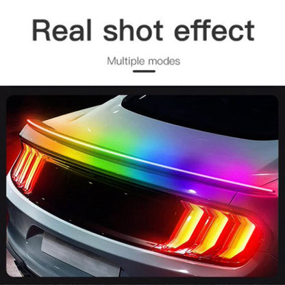 Lampada a LED per coda auto, in fibra di carbonio, con spoiler posteriore, freno, bagagliaio, multicolore, 1,3 m