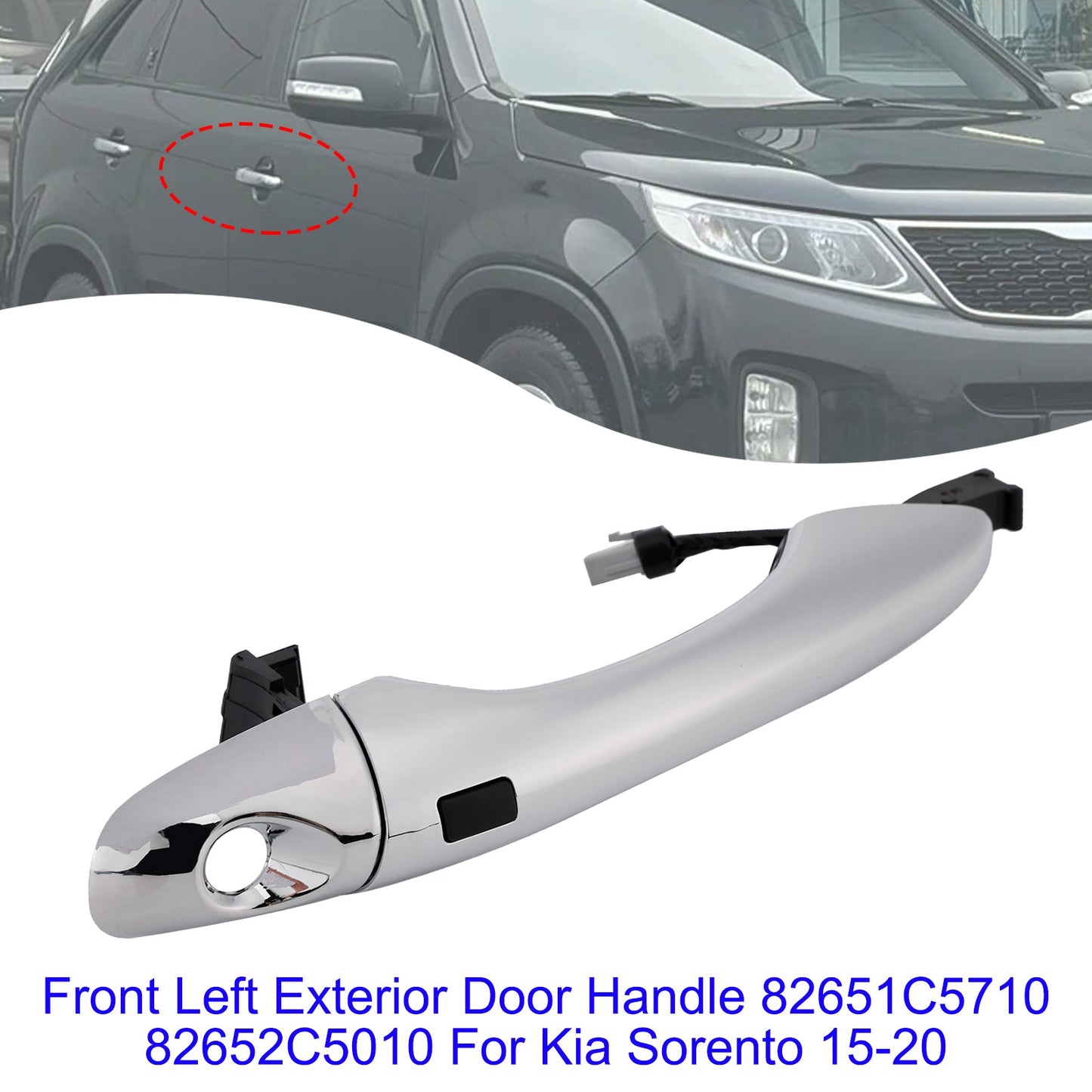 Maniglia esterna anteriore sinistra con fori 82651C5710 per Kia Sorento 15-20