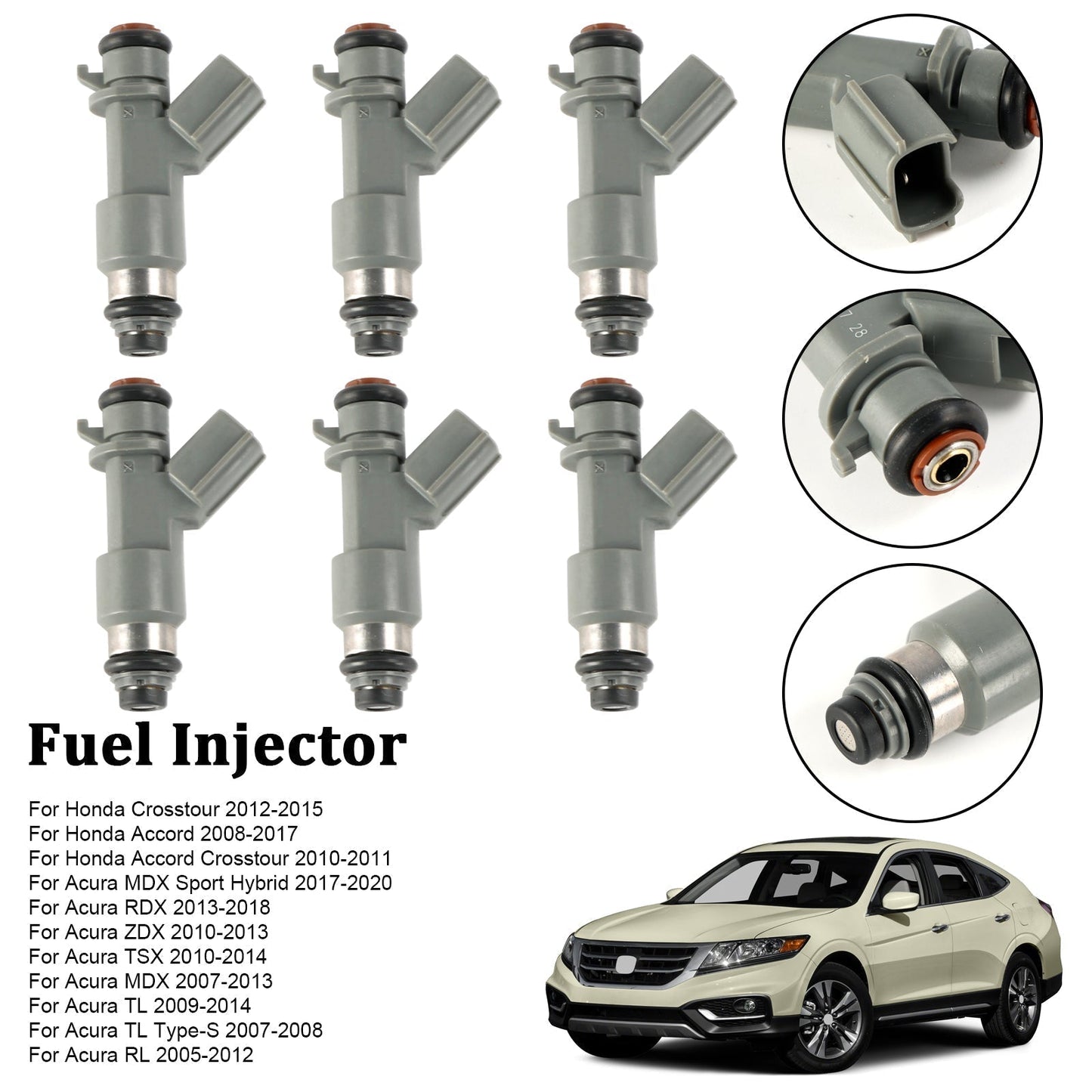 2010-2013 Acura ZDX 6PCS Iniettore di carburante 16450-R70-A01