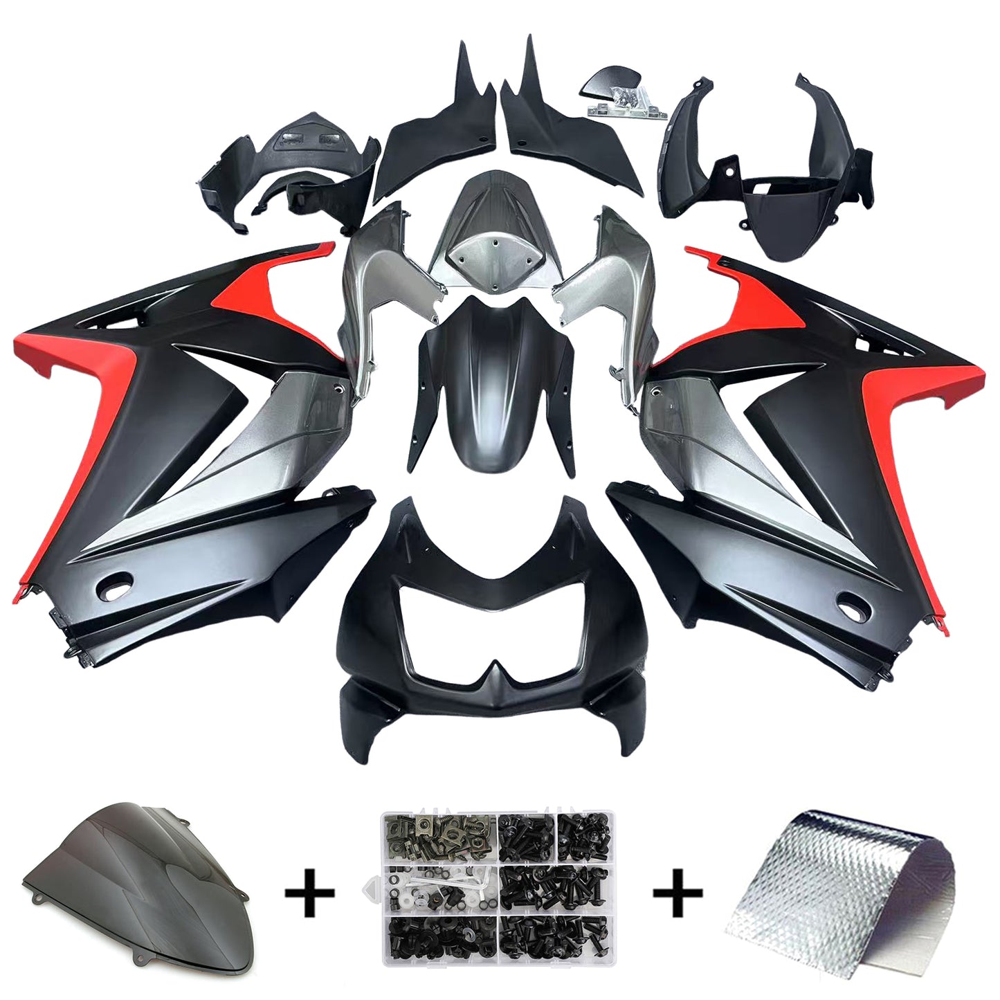 Kit carenatura Bodywork Abs di plastica adatta per Kawasaki Ex250/Ninja250R 2008-2012