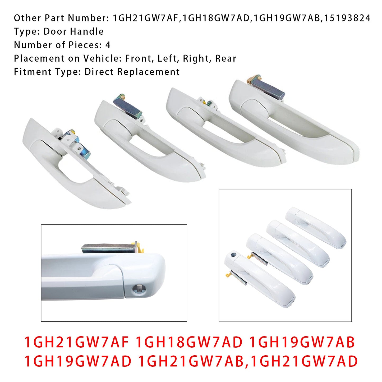 Maniglie per porte Dodge Ram 1500 2500 3500 2012-2018 (4 pezzi)