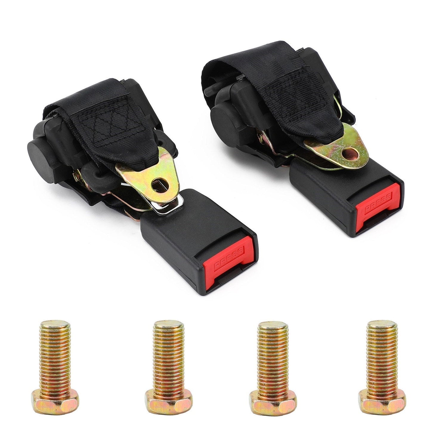 Cintura di Sicurezza Auto 2 Punti Retrattile Regolabile 120cm Colore Nero (Set da 2)