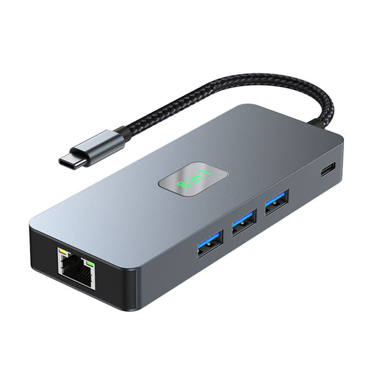 Adattatore hub dock interfaccia USB 3.0 HDMI DP PD100W 8 in 1 TYPE-C a RJ45 Gigabit