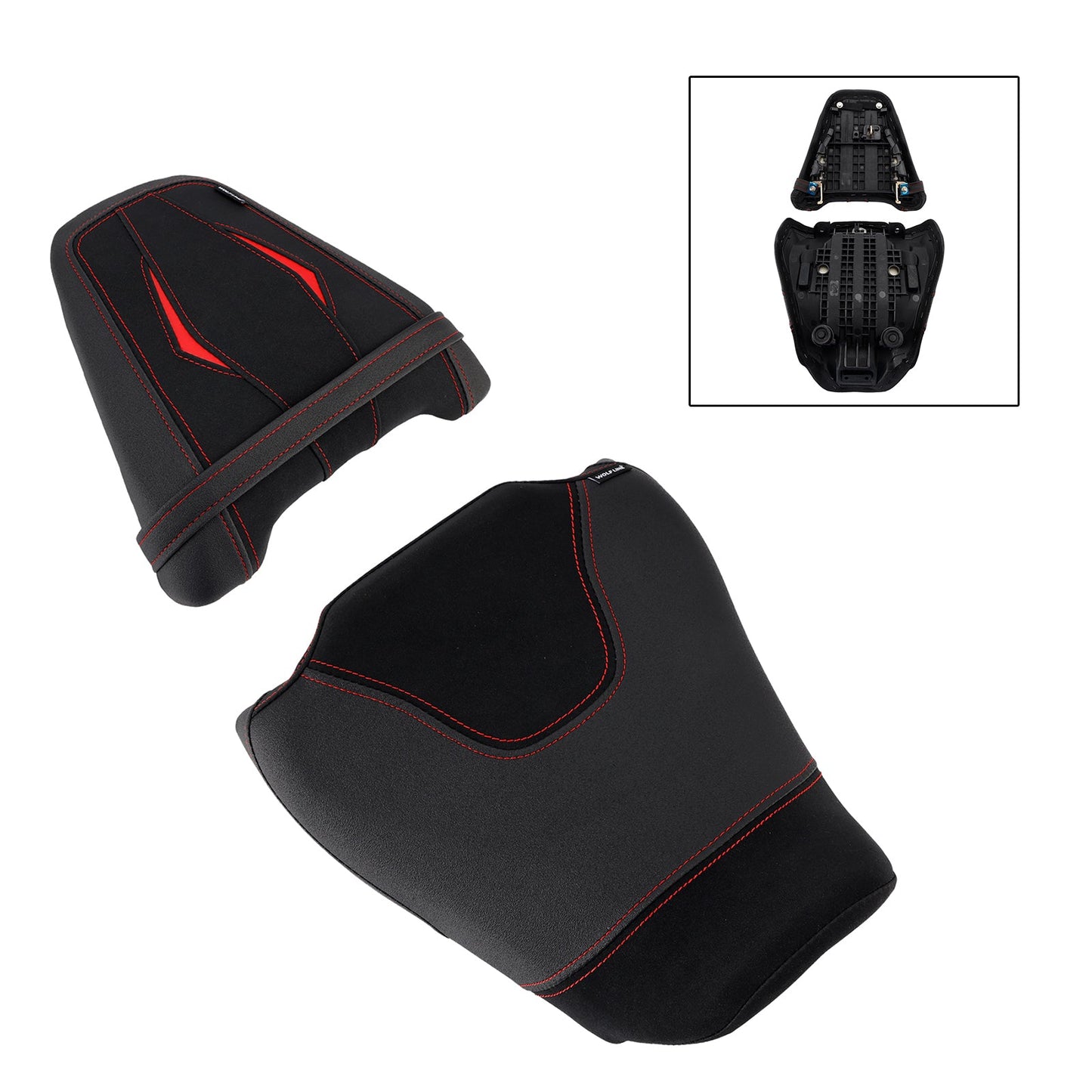 2024-2025 Per Honda Cb650R Cbr650R Parte anteriore inferiore con sedile posteriore conducente passeggero nero2