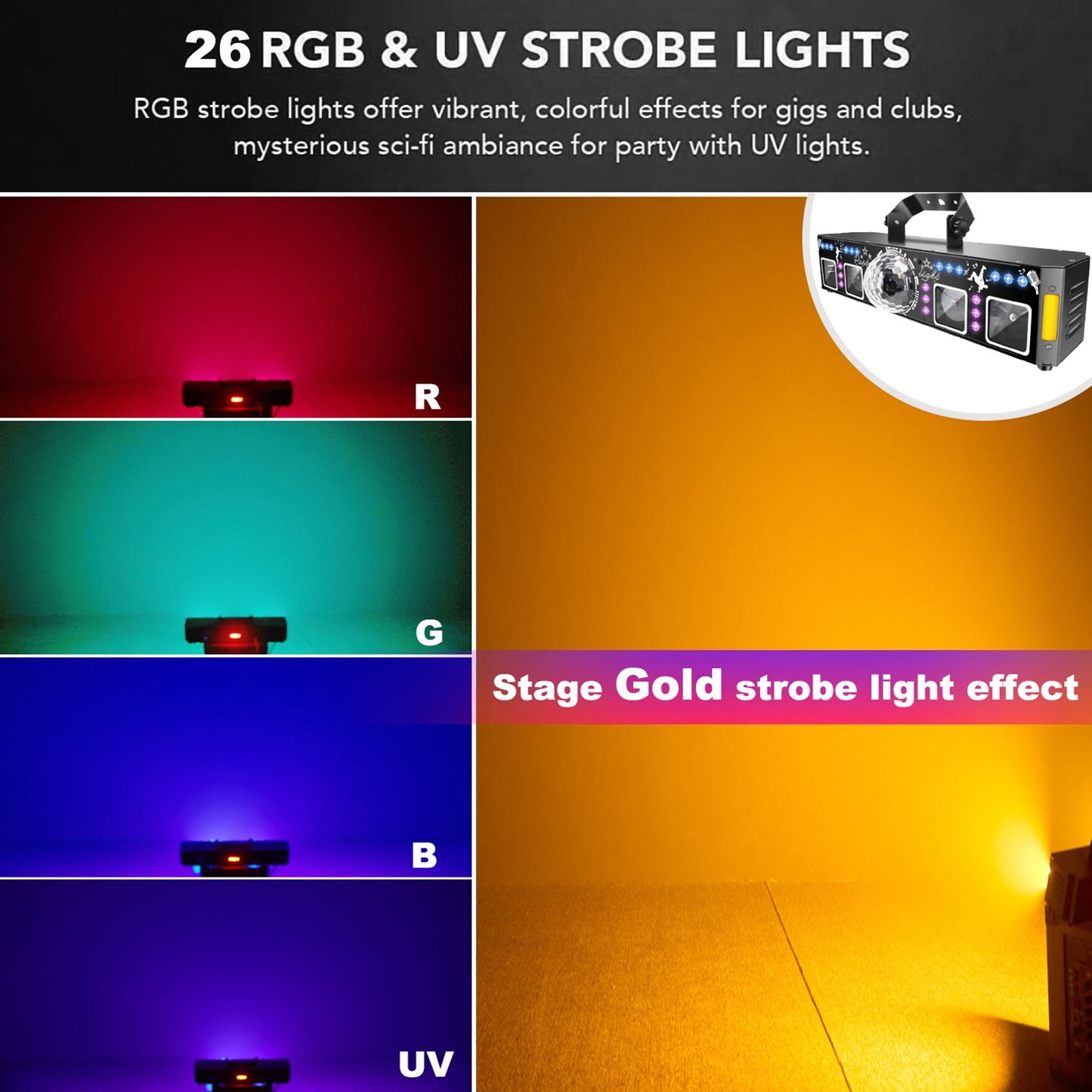 Luce di proiezione stroboscopica UV con sfera magica laser 5 in 1 da 96 immagini con telecomando